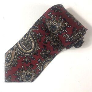 GANT 100% Silk Paisley Tie Red Navy Gold Vintage USA Made Classic Mens Necktie